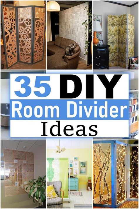 Room Divider Hanging From Ceiling, Entryway Room Divider Ideas, Diy Room Separator Ideas, How To Make Room Dividers Diy, How To Build A Room Divider, Diy Separation Wall, Diy Folding Room Divider, Diy Sliding Door Room Divider, Creative Room Divider Ideas