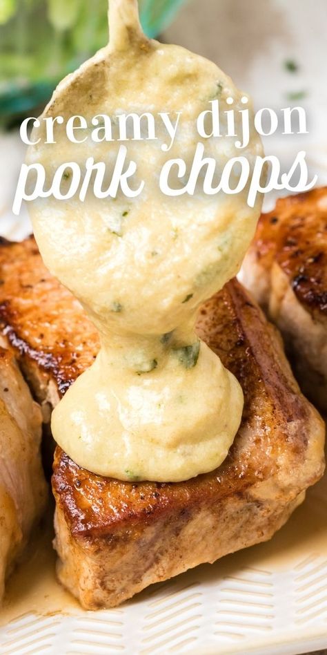 Pork Chops Dijon Cream Sauce, Pork Chops Mustard Cream Sauce, Sauce For Pork Chops Creamy, Sauce For Fried Pork Chops, Pork Loin Glaze Sauces, Pork Chop Dipping Sauce, Dijon Sauce For Pork, Sauces For Pork Chops, Pork Chop Sauce Recipes