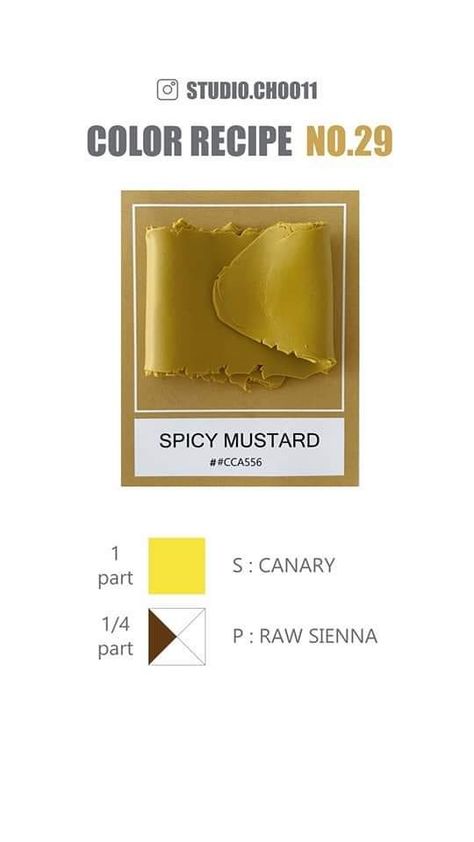 Clay Recipes, Color Recipe, Polymer Clay Recipe, Clay Recipe, Mixing Paint Colors, Spicy Mustard, Polymer Clay Embroidery, Color Mixing Chart, Poly Art