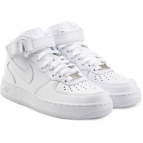 Nike Airforce 1 Suede High Top Sneakers (€100) ❤ liked on Polyvore featuring shoes, sneakers, nike, chaussures, white, white hi top sneakers, white shoes, suede sneakers, nike trainers and lace up sneakers White Leather Sneakers Men, Urban Sneakers, Mens High Top Shoes, Shoes Sneakers White, White Flat Shoes, Trainers Nike, White Shoes Men, White Sneakers Men, Men's High Top Sneakers