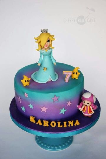 Rosalina Cake, Nintendo Birthday Party, Nintendo Cake, Fireman Sam Cake, Cake White Chocolate, Mario Birthday Cake, Nintendo Party, Princess Rosalina, Video Game Cakes