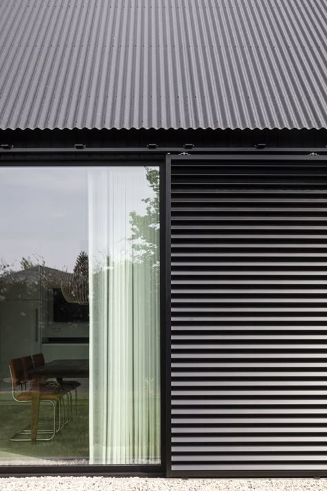 Roof Window Architecture, Standing Seam Cladding, Metal Mesh Facade, Country Farmhouse Exterior, Scotland House, Wooden Cladding, Window Architecture, Steel Barns, Metal Cladding