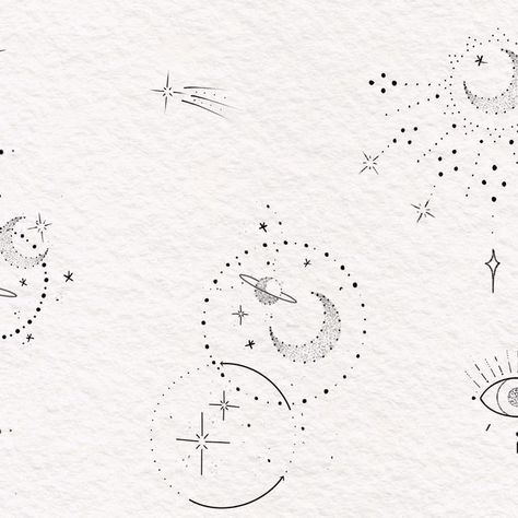 Tattoo Ideas Stars Galaxy, Celestial Tiny Tattoo, The Universe Tattoo Ideas, Celestial Flash Tattoo, Universe Inspired Tattoos, Universe Fine Line Tattoo, Celestial Tattoo Simple, Claire Everywhere Tattoo, Space Line Tattoo