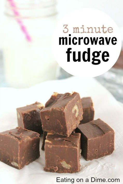 Here is the best microwave fudge recipe. This easy 3 ingredient fudge is so easy. Learn how to make fudge in the microwave. Microwave Fudge Recipe, 3 Minute Fudge, Easy Microwave Fudge Recipe, Fudge Recipes Microwave, Fudge Microwave, 2 Minute Microwave Fudge, 5 Minute Chocolate Fudge, Easy Microwave Fudge, How To Make Fudge