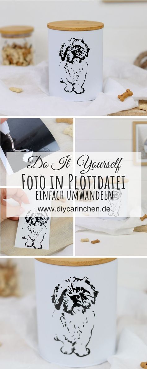 [Anzeige] DIY Anleitung - Foto in eine Plotterdatei / Plottervorlage schnell und einfach umwandeln: DIY, Do It Yourself, basteln, selber machen, schnell, einfach und leicht, Plotter, Plotteridee, Plottervorlage, kostenlose Vorlage, Plotterdatei, Bild plottfähig machen, Leckerchendose, Hunde Plotter, Bilder in Vorlage verwandeln, Geschenk, Geschenkidee, Anleitung, Tutorial @Cricut Cricut Anleitung Deutsch, Do It Yourself, Cricut Joy Project Ideas, Silhouette Cameo Freebies, Plott Hound, Silhouette Cameo Tutorials, Diy Presents, Diy Cricut, Diy Stickers