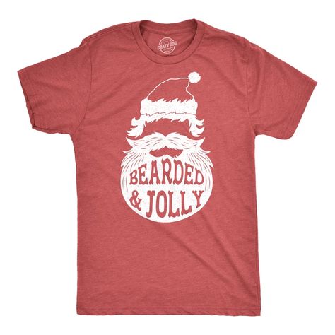 Bearded And Jolly Men's Tshirt – Crazy Dog T-Shirts Party Jokes, Funny Adult Shirts, Funny Santa Claus, Funny Santa, Funny Shirts For Men, Funny Dad Shirts, Santa Face, Funny Xmas, Tshirt Funny