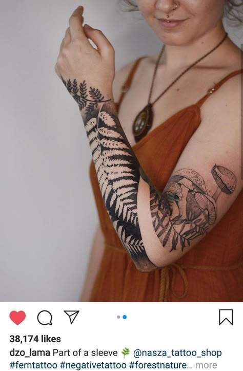 Negative Tattoo, Black Band Tattoo, Fern Tattoo, Women Tattoos, Blackout Tattoo, Best Tattoo Ideas, Tattoed Women, Floral Tattoo Sleeve, Arm Band Tattoo