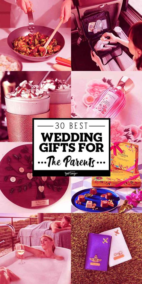 Giving wedding gifts to the bride and groom is custom, but what about wedding gift ideas for the parents of the bride and groom? With these choices, the couple can celebrate their families on the big day too. #parents #giftideas #wedding Wedding Gifts For Parents Of The Groom, Wedding Gifts For Parents From Couple, Parent Gifts Wedding, Parent Wedding Gift Ideas, Gifts To The Bride, Wedding Gifts Ideas, Man Crates, Parents Of The Bride, Thoughtful Wedding Gifts