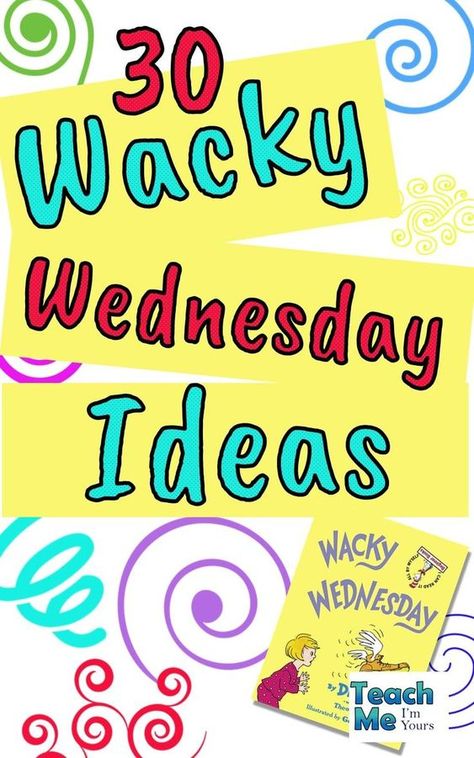 Celebrate Dr. Seuss with these 30 Fun and Easy Ideas for Wacky Wednesday! There are wacky ideas for your home, classroom, dress-up, crafts, and science experiments! Kids will love acting wacky and seeing you act wacky! Tap your inner Dr. Seuss and have a Wacky Wednesday! Wacky Wednesday Activities For Toddlers, Wacky Tacky Crafts For Kids, Dr Seuss Stem Activities Preschool, Dr Seuss Wacky Wednesday Craft, Dr Seuss Dress Up Days Ideas, Wacky Wednesday Preschool, Wacky Day Ideas, Wacky Week Ideas Activities For Kids, Wacky Wednesday Activities Kindergarten