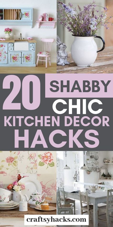 Shabby Chic Kitchen Farmhouse, Shabby Chic Kitchen Curtains, Shabby Chic Kitchen Table, Shabby Chic Kitchen Cabinets, Chic Decor Diy, Kitchen Decor Hacks, Rustic Decor Ideas, Rustic Kitchen Ideas, Stylish Kitchen Decor