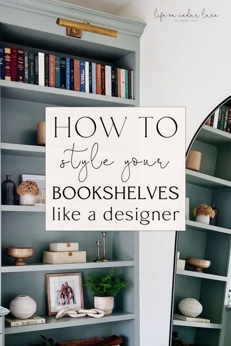 Explore the best bookshelf decor ideas for a contemporary twist on organizing with books. Achieve a sleek, modern look in your space with these stylish arrangements. Bookshelf Styling With Books, Decorating Built In Shelves, Ideas For Floating Shelves, Styling With Books, Floating Shelves For Kitchen, Modern Bookshelf Decor, Bookshelf Styling Ideas, Style A Bookcase, Bookshelf Styling Living Room