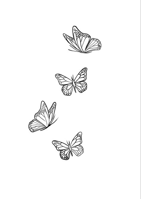 Butterfly Swarm Tattoo, Butterfly Designs Tattoo, Butterfly Wrap Tattoo, Tattoos On White Background, 111 Butterfly Tattoo, 4 Butterfly Tattoo, Flowers And Butterfly Tattoo, Three Butterflies Tattoo, August Tattoo