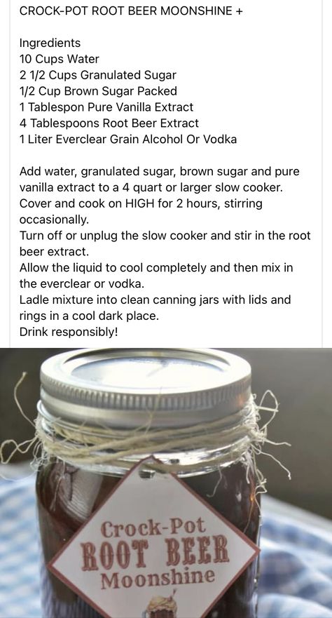 Making Moonshine, Rootbeer Moonshine Recipes, Root Beer Moonshine Recipe, Moonshine Recipes Homemade, Flavored Moonshine Recipes, Moonshine Drink Recipes, Alcohol Infusion, Healthy Juicer Recipes, Alcoholic Punch Recipes