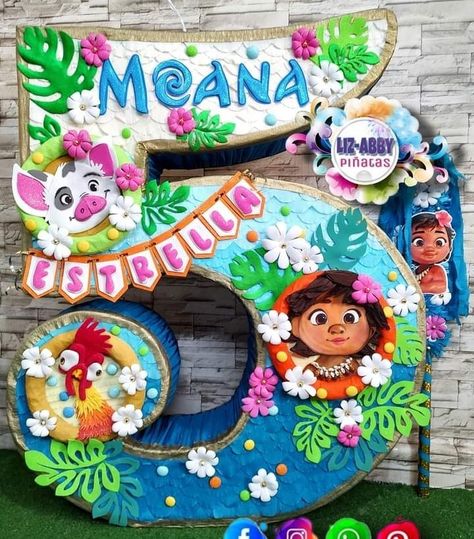 Number 4 Pinata, 3d Lettering, Moana Party, Diy Birthday Decorations, Diy Birthday Party, Disney Moana, Baby Photoshoot, Moana, Birthday Decorations