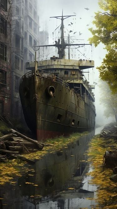 Flooded Abandoned Building, Apocalypse Landscape, Post Apocalyptic City, Apocalypse Aesthetic, Post Apocalyptic Art, Apocalypse Art, Scifi Fantasy Art, Motif Art Deco, Abandoned Ships