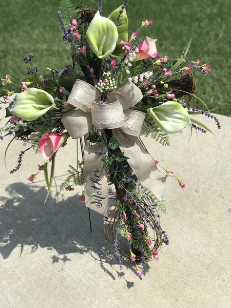 Easter Wreath Cross, Cemetary Decorations, Wreath Cross, Thanksgiving Floral, Bright Wedding Flowers, Easter Door Decor, Flowers Wreath, Cross Wreath, Grave Decorations