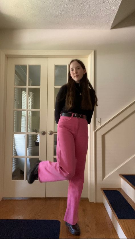 pink aesthetic pink outfit pink jeans jeans outfit jeans aesthetic jeans outfit pink jeans outfit pink outfit 2022 pink fall outfit 2022 Outfits With Pink Pants Winter, Styling Pink Jeans, Pink Jeans Winter Outfit, Pink Pants Outfit Winter, Pink Jeans Outfit Winter, Pink Bottoms Outfit, Pink Wide Leg Jeans Outfit, Pink Pants Black Top Outfit, Hot Pink Jeans Outfit