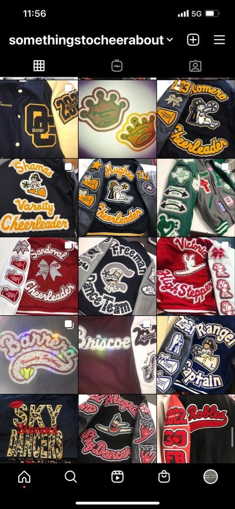 @somethingstocheerabout on Instagram #lettermanjacket #football #cheer #dance #glitter #bling #letterman #glitter #sports #track #band Cheer Letterman Jacket, Letterman Jacket Ideas, Letterman Jacket Patches, Senior Year Things, Bling Jacket, Cheer Spirit, Jacket Patches, Football Shirt Designs, Football Cheer