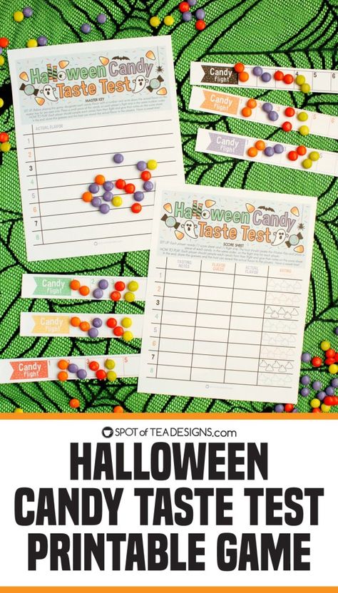 Halloween Taste Test Printable Halloween Game - Spot of Tea Designs Halloween Taste Test Game, Smores Flavors, Candy Corn Mix, Teen Halloween, Test Games, Master Key, Tea Design, Taste Test, Printable Halloween