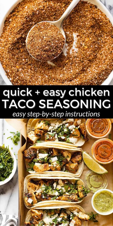 The Best Chicken Taco Seasoning Recipe Chicken Taco Seasoning Recipe, Mexican Chicken Seasoning, Taco Seasoning Easy, Chicken Seasoning Recipes, Slow Cooker Shredded Chicken, Chicken Taco Seasoning, Chicken Tacos Easy, Shredded Chicken Tacos, Taco Seasoning Recipe