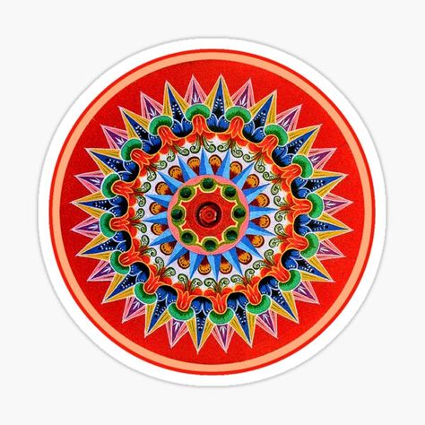 "Costa Rican Oxcartwheel Painting" Sticker by aura2000 | Redbubble Global Studies, Folklore Art, Traditional Artwork, Costa Rican, Ceramic Christmas, Traditional Paintings, Dot Painting, Elephant Gifts, White Elephant Gifts