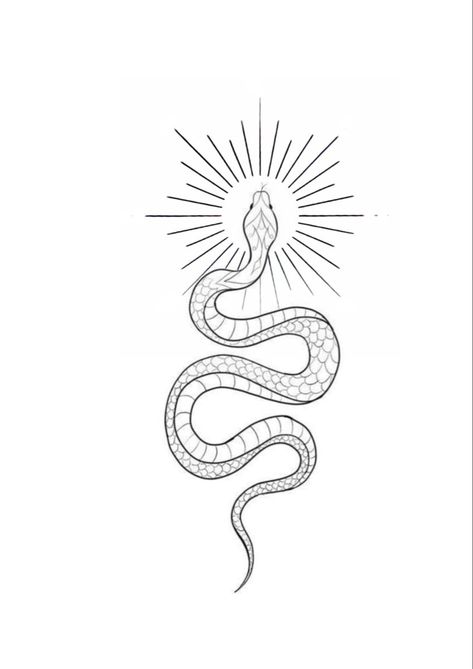 Snake sun tattoo design Snake And Sun Tattoo Design, Snake Moon Sun Tattoo, Kundalini Serpent Tattoo, Snake With Sun Tattoo, Line Art Snake Tattoo, Snake Tattoos Drawing, Snake Sun Tattoo, Kundalini Tattoo Snakes, Easy Snake Tattoo