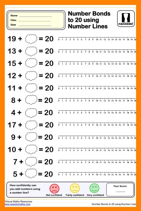 Year 1 Worksheet: Number bonds to 20 with number lines Number Bonds To 20 Worksheets, Addition With Number Line, Ks1 Maths Worksheets, Year 1 Maths Worksheets, Math Corner, Number Bond Activities, Number Bonds To 20, Worksheet Number, Find The Missing Number