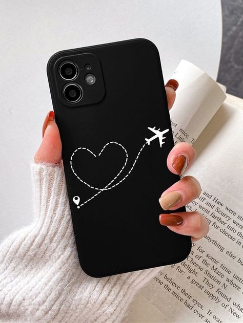 Plane Phone Cases, Backcover Phone Ideas Aesthetic, Phone Cover Painting Black, Diy Black Phone Case Ideas, Iphone 11 Cases For Black Phone, Phone Case Ideas Black, Black Phone Case Painting, Aesthetic Black Phone Case, Cool Phone Case Ideas