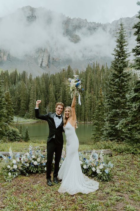 Telluride Colorado Elopement, Wedding In The Mountains Colorado, Small Wedding Colorado, Summer Mountain Wedding Dress, Ouray Colorado Elopement, Colorado Wedding Photos, Colorado Elopement Photography, Mountain Elopement Photos, Colorado Summer Wedding