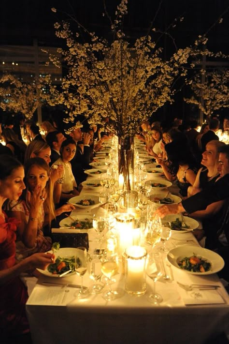 The scene at the New Yorkers For Children Spring Dinner Dance. Cake Sparklers, Wedding Ideas Spring, Selita Ebanks, Gala Decorations, Charity Ball, Gala Themes, Banquet Ideas, Gala Ideas, Outdoor Dinner Parties