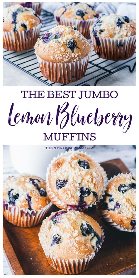 Jumbo Muffin Recipes, Jumbo Blueberry Muffins, Lemon Crumble, Lemon Blueberry Muffins Recipe, Lemon Muffin Recipes, White Grape Juice, Muffins Blueberry, Muffins Healthy, Best Blueberry Muffins