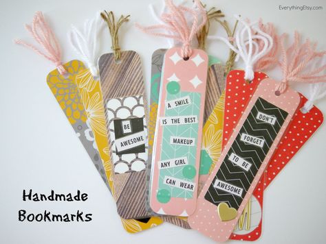 Handmade Bookmarks - Back-to-school DIY - made with @Pebblesinc and @tatertotsjello Home+Made collection Escuela Diy, Recuerdos Primera Comunion Ideas, Homemade Bookmarks, Handmade Bookmarks Diy, Unique Valentines Gifts, Pen Diy, Handmade Bookmarks, Personalized Pencils, Diy School Supplies