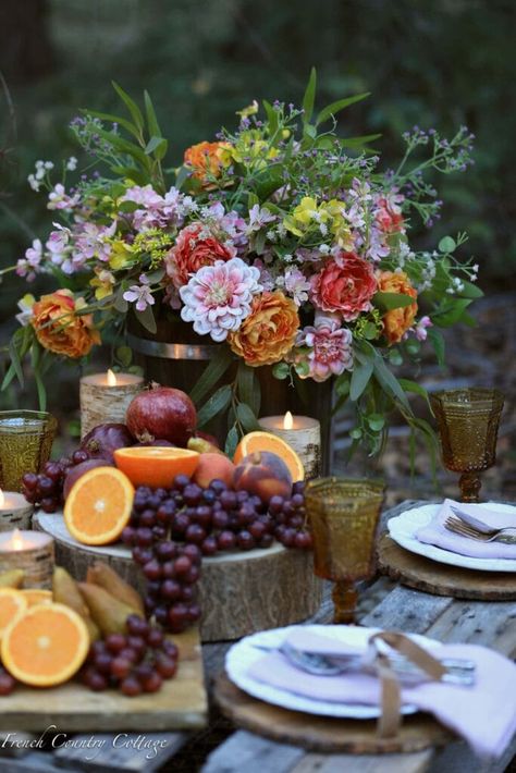 Fruit and Flowers Table Centerpiece details Fall Fruit Centerpieces Wedding, Fruit Table Scape, Wedding Fruit Decor, Fruit Centerpieces Wedding, Fruit Tablescape, Fruit Theme Party, Picnic Table Decor, Wedding Fruit, Fruit Bowl Centerpiece