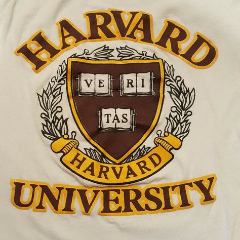 Vintage 1970s Harvard University Latin VE RI TAS T-Shirt M White Ringer Mounted Collar Rolled Finished Hem 100% Cotton Made in USA Tee Manufacturer Size: M see measurements Condition: Vintage pre-owned used. Stains, pilling, graphic puckering. See photos. Color: White Approximate measurements laying flat in inches: Chest: 19-1/2 across (39 doubled) Length (shoulder to hem): 22 ***Measurements are provided for best fit as sizes can differ even within the same manufacture. If you are unsure o Harvard Shirt, University Inspiration, College Vision Board, Law School Inspiration, School Goals, Harvard Law, Harvard Law School, Medical School Motivation, University Shirt