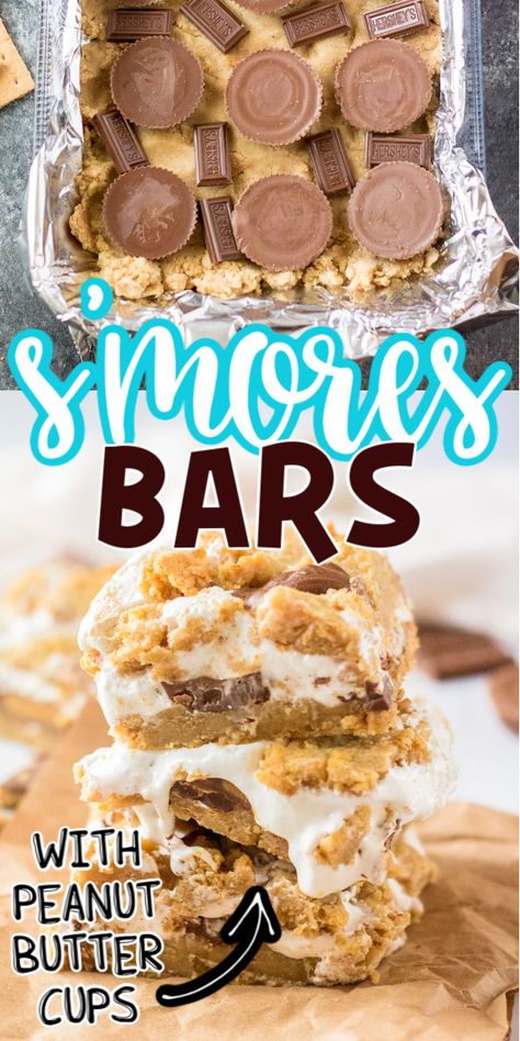 Peanut Butter Smores Bars, Graham Cracker Cookie Dough, Smores Bar Recipe, Cracker Chocolate, Peanut Butter Smores, Smores Bar, S Mores Bars, Smores Dessert, Graham Cracker Cookies