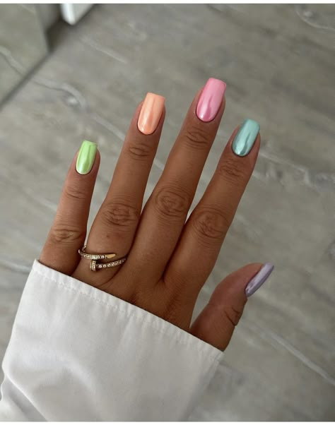 Chrome Nail Color Ideas, Simple Summer Nail Ideas 2024, Chrome Summer Nails, Chrome Nail Ideas, Chrome Nail Designs, Nails 23, 30s Style, Chrome Nails Designs, Special Nails