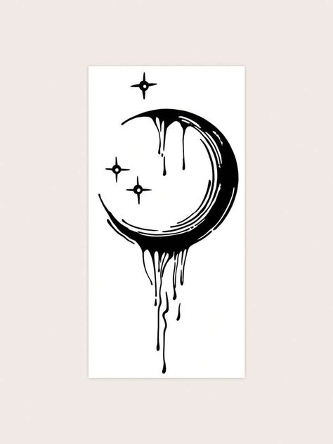 Melting Moon Tattoo, Behind The Ear Moon Tattoo, Tattoo Ideas Female Moon, Moon Tattoo Designs For Men, Really Bad Tattoos, Luna Tattoo, Tattoo Temporary, Band Tattoo Designs, Moon Tattoo Designs