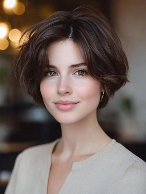 Chic and Easy: Exploring Short Layered Haircuts for Every Face Shape Short Mid Face, Parisian Hairstyles Medium, Short Hair Styles For Heart Shaped Face, Square Face Short Haircut, Mid Short Haircut, Short Hair Indian Women, Page Boy Haircut Women, Short Hair For Oval Face Shape, Pageboy Haircut Women