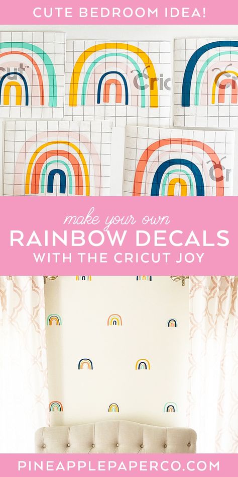 Cricut Wall Decals, Diy Rainbow Wall, Girls Room Diy, Playroom Wall Decals, Rainbow Decal, Diy Playroom, Rainbow Wall Decal, Diy Wall Decals, Diy Wall Stickers