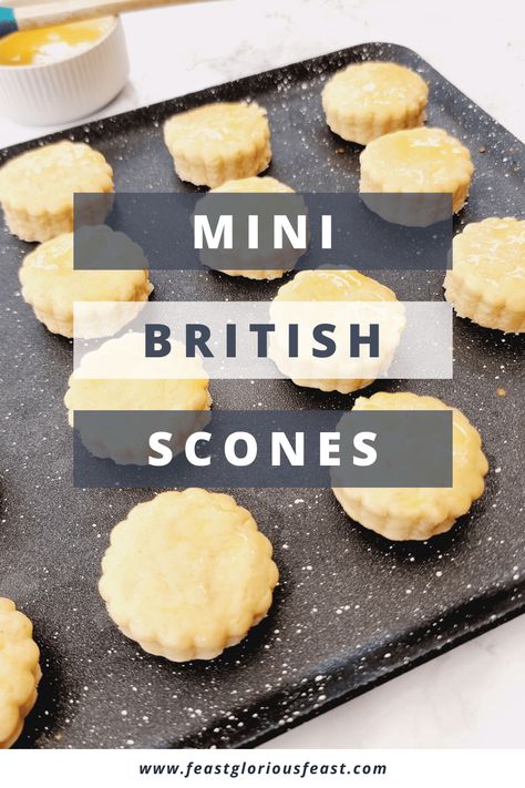 They may be small in stature but these Mini British Scones pack plenty of punch. They're full of flavour and soft and crumbly in all the right places. You can whip them up in barely any time at all as a delicious snack or centrepiece for a cream tea or celebration! Mini Scones High Tea, Mini Scones Recipe, Tea Party Scones, British Tea Time, Savoury Scones, Date Scones, Book Club Snacks, Xmas Morning, British Scones