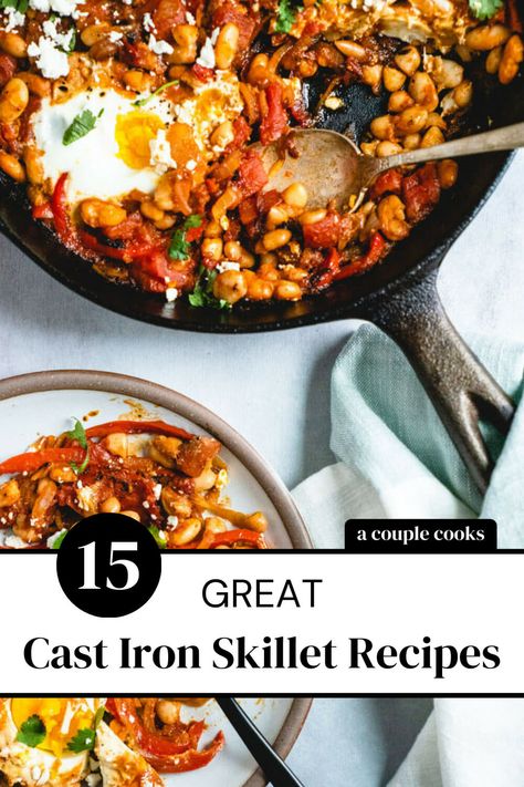 These cast iron skillet recipes are the essential foods to make in this versatile pan! Try everything from a scramble to pizza to dessert. #castiron #castironskillet #castironrecipes #skilletrecipes #castironskilletrecipes Campfire Nachos, Cast Iron Skillet Pizza, Breakfast Skillet Recipes, Foods To Make, Breakfast Vegetables, Dessert Healthy, Try Everything, Vegan Recipes Plant Based, Iron Recipes