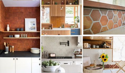 13 stunning kitchen backsplash ideas to get you inspired Rust Backsplash Kitchen, Kitchen Backsplash Terracotta, Terracotta Kitchen Ideas, Colorful Backsplash Ideas, Terracotta Kitchen Backsplash, Terracotta Backsplash Kitchen, Terracotta Backsplash, Classic Backsplash, Brick Kitchen Backsplash