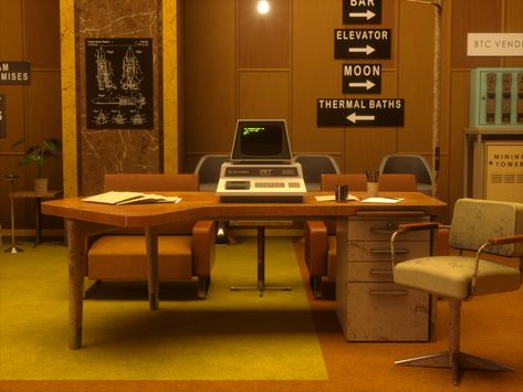 Space Age Office Design from 70s by Cem Tezcan - https://bit.ly/37C2M7T Textured with #Substance3DPainter and #Substance3DDesigner #interiordesign #visualisation #scifi #realism #digitalart #3Ddesign #gameart #MadewithSubstance 70s Office, Space Age Interior, Space Age Aesthetic, The Grand Budapest Hotel, 70s Interior, Retro Interior Design, Retro Office, Grand Budapest, Grand Budapest Hotel