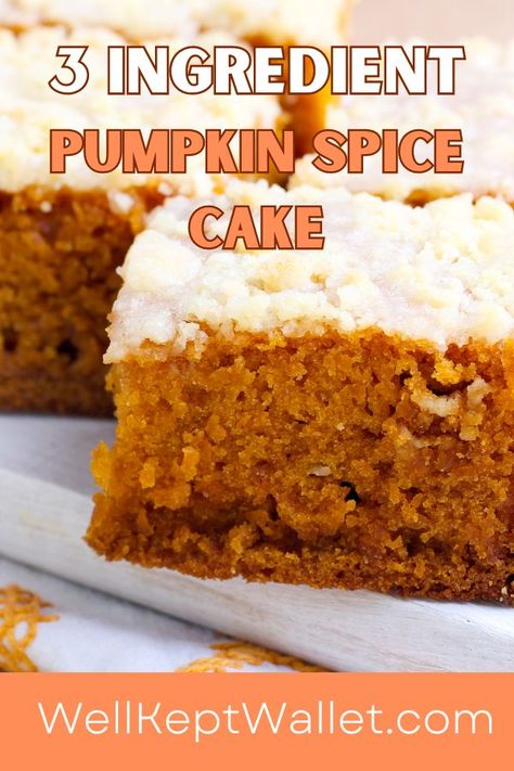 Easy Pumpkin Spice Cake, Spice Cake Mix Recipes, 3 Ingredient Pumpkin, Cinnamon Scones Recipe, Pumpkin Spice Cake Recipe, Spice Cake Recipe, 3 Ingredient Cakes, Spice Cake Mix And Pumpkin, Boxed Cake Mixes Recipes