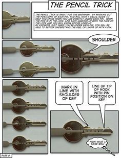 How To Lock Pick, How To Pick A Lock, How To Pick Locks, Picking Locks, Pencil Trick, Diy Lock, Lock Picking Tools, Survival Prep, Lock Picking