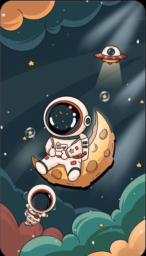 Cute Astronaut Wallpaper, Astronaut Aesthetic, Whatsapp Profile Wallpaper, Animal Texture, Astronaut Drawing, Ocean Vintage, Artistic Landscape, Astronaut Illustration, Landscape Ocean