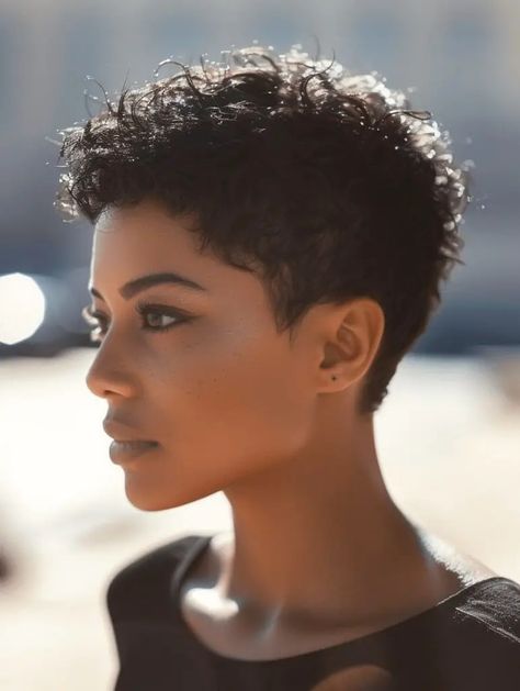 Sleek Pixie, Very Short Pixie, Short Shaved Hairstyles, Curly Pixie Haircuts, Longer Pixie Haircut, Natural Hair Cuts, Natural Hair Short Cuts, Big Personality, Stylish Hairstyles