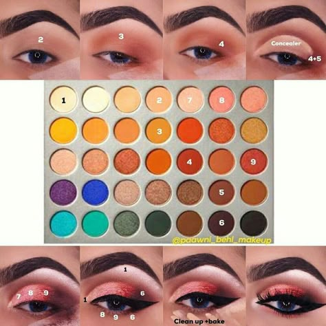 (paid link) Eyeshadows within the brown color associates see great later than blue eyes. Golden, copper, peachy, and orangey shadows are excellent additions to the ... Jaclyn Hill Makeup, Teknik Makeup, Make Up Diy, Jaclyn Hill Eyeshadow Palette, Makeup Steps, Make Up Tutorials, Makeup 101, Jaclyn Hill Palette, Makeup Tutorial Eyeshadow