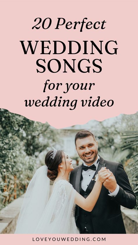 The right song is essential for creating your perfect wedding video, and to help you choose, we’re sharing 20 best wedding songs for a wedding video. From country to classics and everything in between, we have the perfect wedding music for your wedding videography. Wedding Songs For Insta Story, Western Wedding Songs, Wedding Video Songs, Perfect Wedding Songs, Wedding Song Playlist, Wedding Love Songs, Wedding Music Playlist, Wedding Music Band, Father Daughter Dance Songs