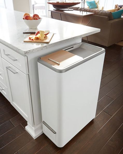 Modern Kitchen Trash Can Ideas For Good Waste Management Modern Kitchen Trash Cans, Top Kitchen Gadgets, Kitchen Trash Can, Appliances Design, Food Tech, Kitchen Trash, Food Scraps, Kitchen Trash Cans, Reduce Food Waste